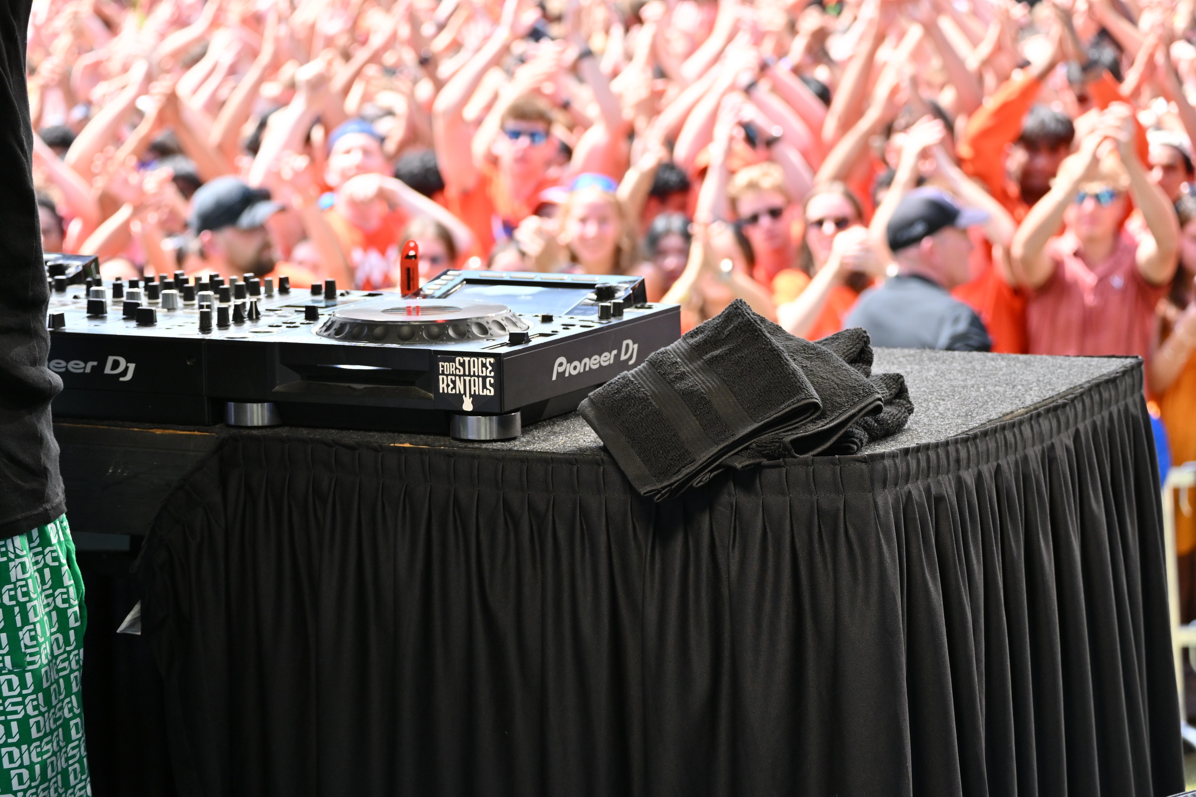 DJ Diesel at UVA Home Opener — DJ equipment stage